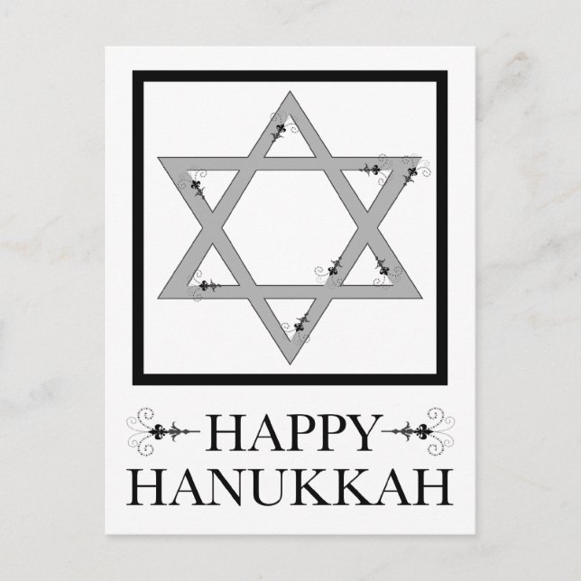 Postal Festiva feliz hanukkah: estrella de david elegante flourie (Anverso)