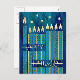 Postal Festiva Feliz Hanukkah. Menorah Candles