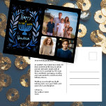 Postal Festiva Feliz Hanukkah Menorah Watercolor PERSONALIZADO 3<br><div class="desc">¡Dulce dibujo para desear a alguien feliz hanukkah! Haga clic en "personalizar" para agregar sus propias fotos al frente y el texto al reverso. También disponible como tarjeta de felicitación o descarga digital para enviar instantáneamente por correo electrónico o mensaje de texto. Revisa mi tienda para más o hazme saber...</div>