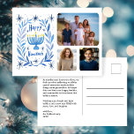 Postal Festiva Feliz Hanukkah Menorah Watercolor PERSONALIZADO 3<br><div class="desc">¡Dulce dibujo para desear a alguien feliz hanukkah! Haga clic en "personalizar" para agregar sus propias fotos al frente y el texto al reverso. También disponible como tarjeta de felicitación o descarga digital para enviar instantáneamente por correo electrónico o mensaje de texto. Revisa mi tienda para más o hazme saber...</div>