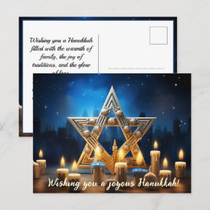 Postal Festiva 🕎 Feliz Hanukkah, nombre personalizado y texto