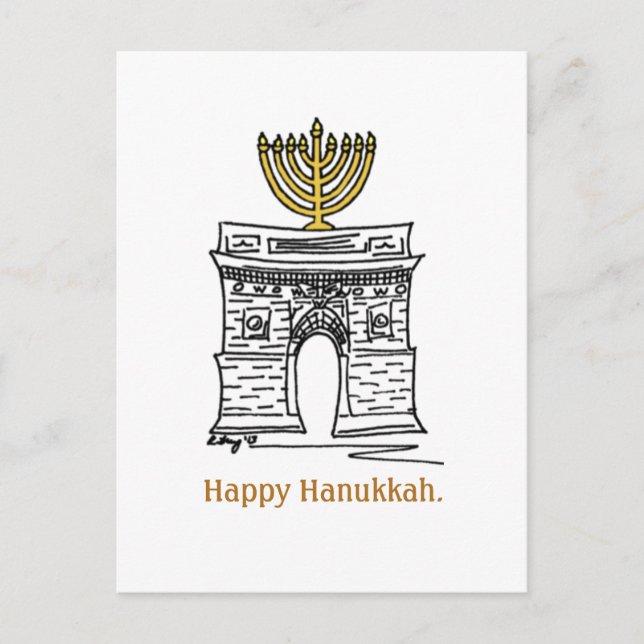 Postal Festiva Feliz Hanukkah NYC Washington Square Menorah (Anverso)