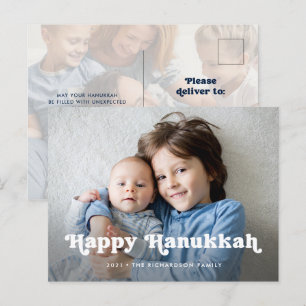 Postal Festiva Feliz Hanukkah Sobreposición simple de fotos del