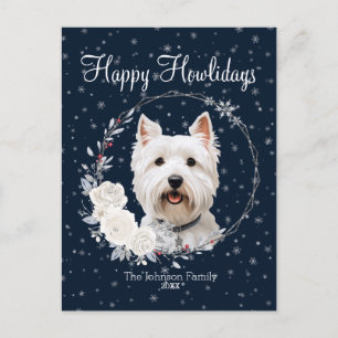 Postal Festiva Feliz Howlidays Cute Westie Dog