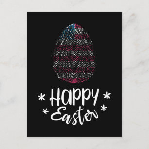 Postal Festiva Feliz Huevo de Pascua y Pascua con bandera estadou