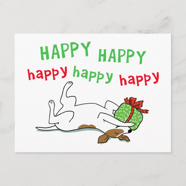 Postal Festiva Feliz Jack Russell Terrier Navidades Perro Cachorr (Anverso)