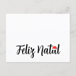 Postal Festiva Feliz Natal com a touca do Papai Noel