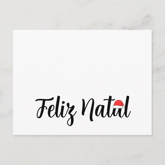 Postal Festiva Feliz Natal com a touca do Papai Noel (Anverso)