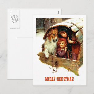 Postal Festiva Feliz Navidad.Arte cosechado