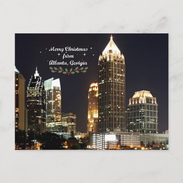 Postal Festiva "Feliz Navidad", Atlanta, Georgia Skyline (Anverso)