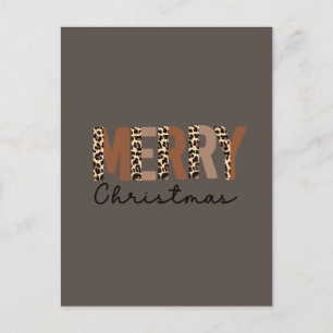 Postal Festiva "Feliz Navidad" Bloque de color moderno Leopard Bo