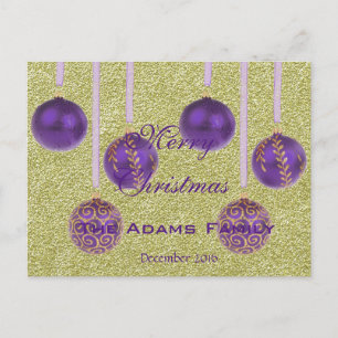 Postal Festiva Feliz Navidad, diciembre de 2016 Bauble Purple