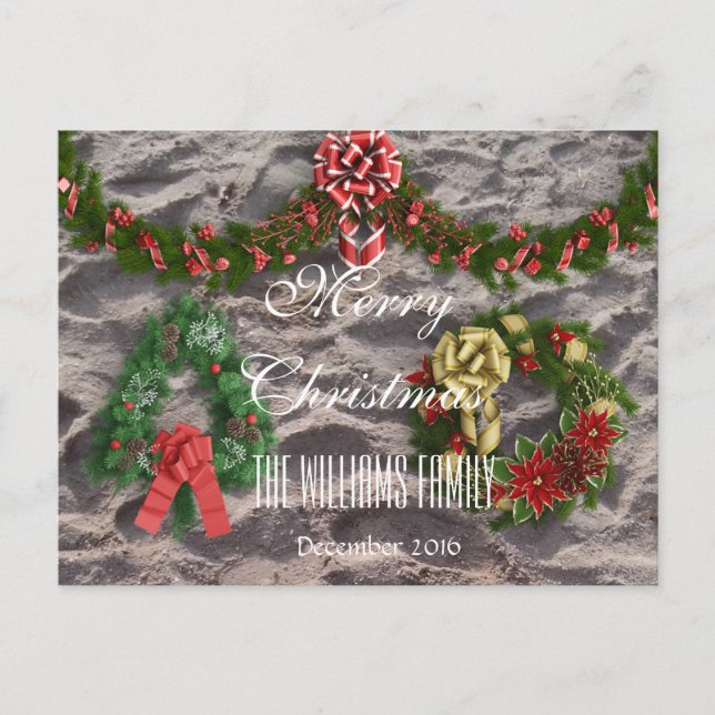 Postal Festiva Feliz Navidad, diciembre de 2016, Wreath Sand (Anverso)