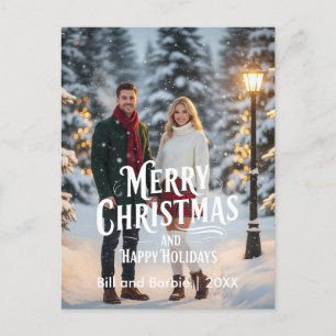 Postal Festiva Feliz Navidad/Felices Fiestas Parejas Foto Frente