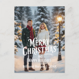 Postal Festiva Feliz Navidad/Felices Fiestas Parejas Foto Frente