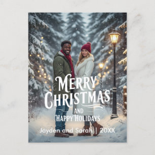 Postal Festiva Feliz Navidad/Felices Fiestas Parejas Foto Frente