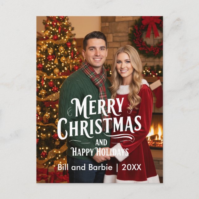 Postal Festiva Feliz Navidad/Felices Fiestas Parejas Foto Frente (Anverso)