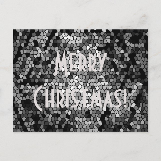 Postal Festiva Feliz Navidad! Mosaic Stone Glass Black White (Anverso)