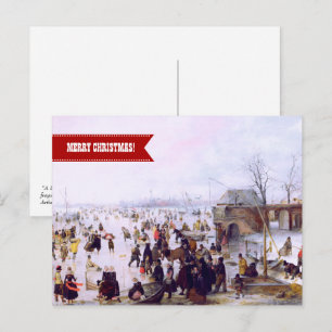 Postal Festiva Feliz Navidad. Navidades Bellas Artes