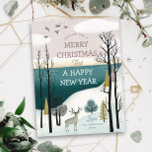 Postal Festiva Feliz Navidad. Paisaje nórdico de bosques de invie<br><div class="desc">"Te deseo una Feliz Navidad y un Feliz Año Nuevo" postal con personalizados paisajes nórdicos de bosques de invierno.</div>