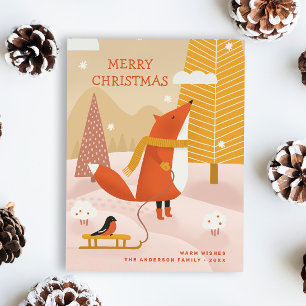 Postal Festiva Feliz Navidad. Pterozoide de invierno