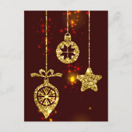 Postal Festiva Feliz Navidad, Purpurina de vacaciones rojas respl