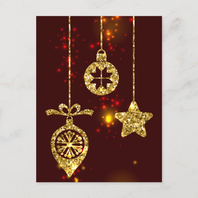 Postal Festiva Feliz Navidad, Purpurina de vacaciones rojas respl (Anverso)