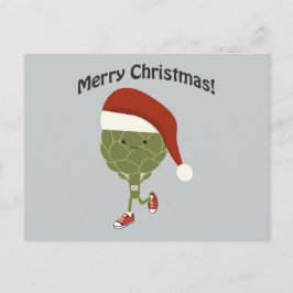 Postal Festiva Feliz Navidad! Santa Running Artichoke