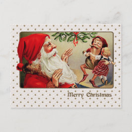 Postal Festiva Feliz Navidad. Vintage Santa Claus