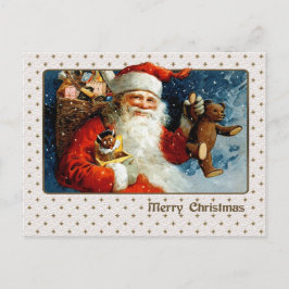 Postal Festiva Feliz Navidad. Vintage Santa Claus