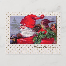 Postal Festiva Feliz Navidad. Vintage Santa Claus