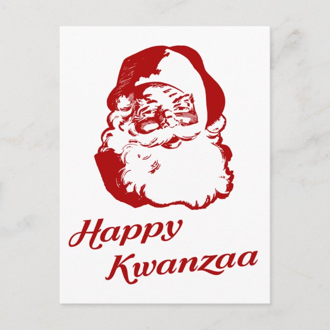 Postal Festiva Feliz Navidades de Kwanzaa Santa Claus (Anverso)