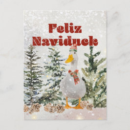 Postal Festiva Feliz Naviduck Watercolor Duck