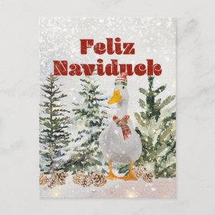Postal Festiva Feliz Naviduck Watercolor Duck