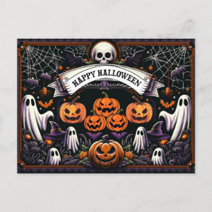 Postal Festiva Feliz noche de Halloween de terror