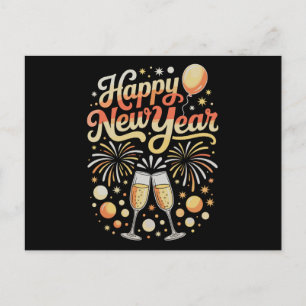 Postal Festiva Feliz Nochevieja Saludos Temporada Navideña Famili