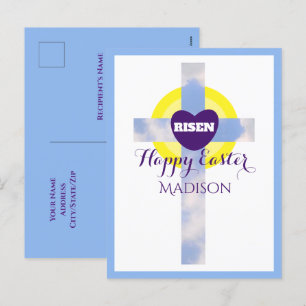 Postal Festiva Feliz nombre personalizado de la Cruz Azul del cie