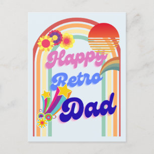 Postal Festiva Feliz papá retro