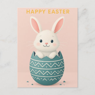 Postal Festiva Feliz Pascua - Adorable Postcard de conejo de Pasc