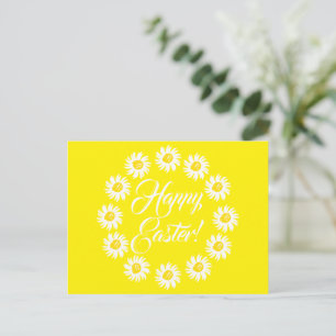 Postal Festiva Feliz Pascua amarillo marco de texto de guión de m
