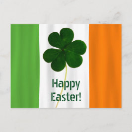 Postal Festiva Feliz Pascua Colores de Bandera Irlandesa Shamrock