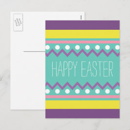 Postal Festiva Feliz Pascua - Colorido diseño de huevos