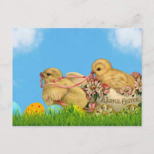 Postal Festiva Feliz Pascua con diseño de tía
