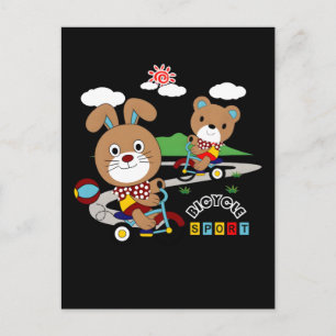 Postal Festiva Feliz Pascua Conejito Bebé Niño