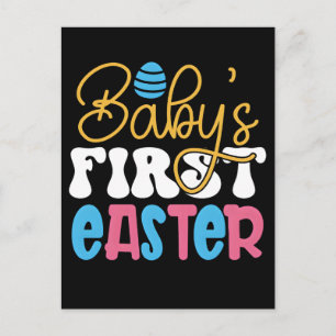 Postal Festiva Feliz Pascua Conejito Bebé Niño