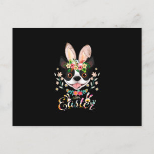 Postal Festiva Feliz Pascua Conejito Boston Terrier Amantes con E