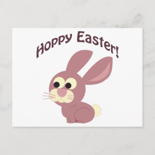 Postal Festiva Feliz Pascua Conejito Rosa