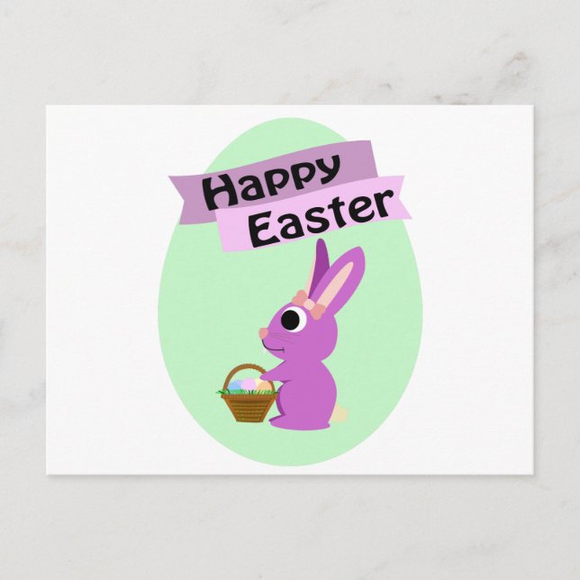 Postal Festiva ¡Feliz Pascua! Conejo rosa (Anverso)