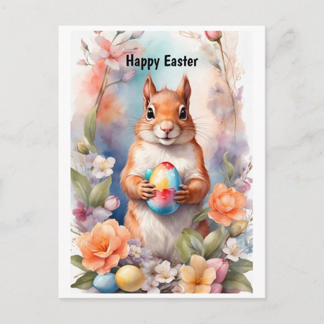 Postal Festiva Feliz Pascua de Ardilla (Anverso)