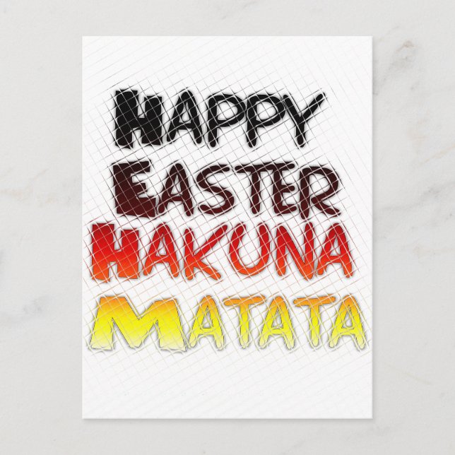 Postal Festiva Feliz Pascua: Diseño de Arte Textual Hakuna Matata (Anverso)